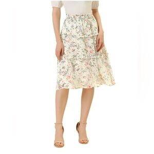 NWT Allegra K Floral Print Women's Skirt
